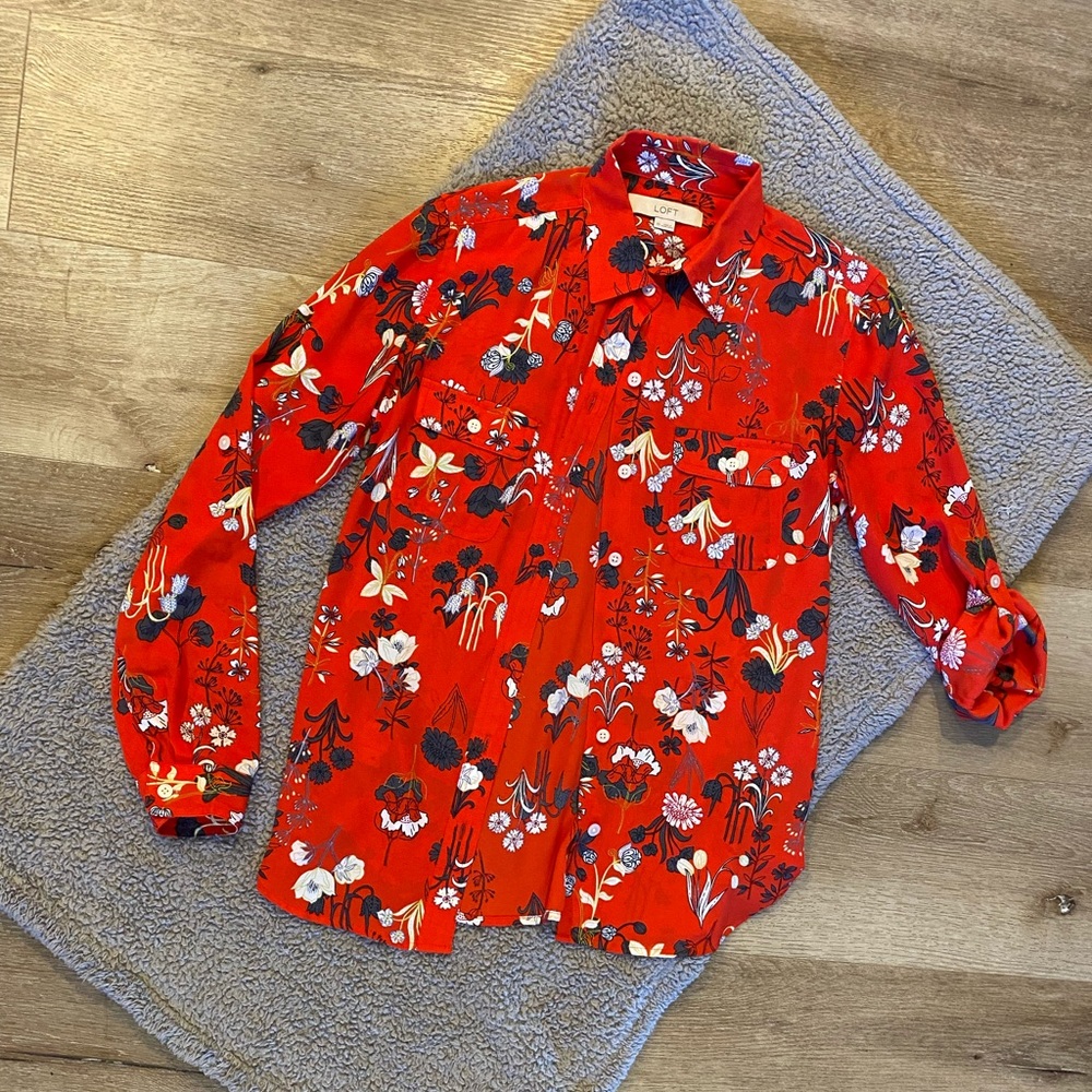 Loft floral long sleeve blouse.